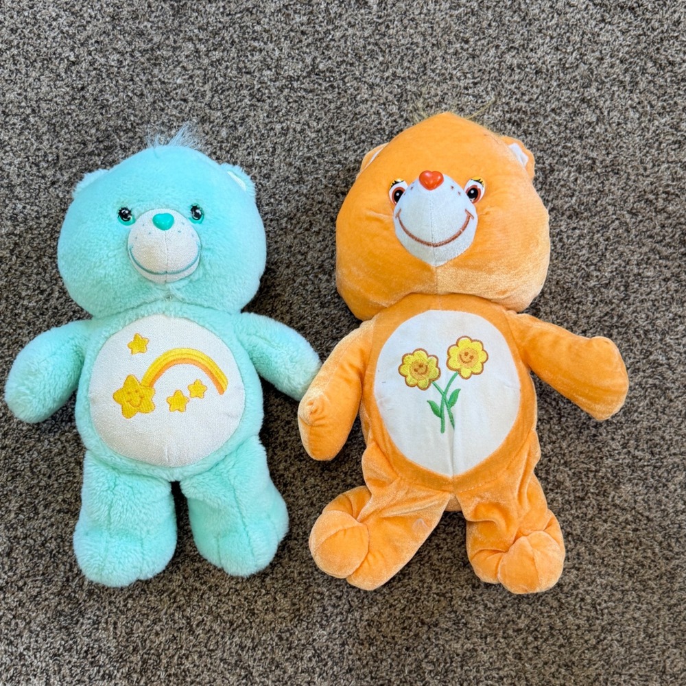 Vintage Care Bears Plush Lot Wish Bear Friend Bear 2002 2003 Stuffed Animals